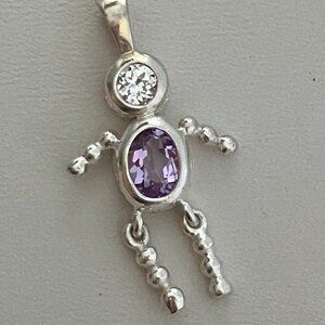 Sterling Silver Amethyst & CZ Pendant